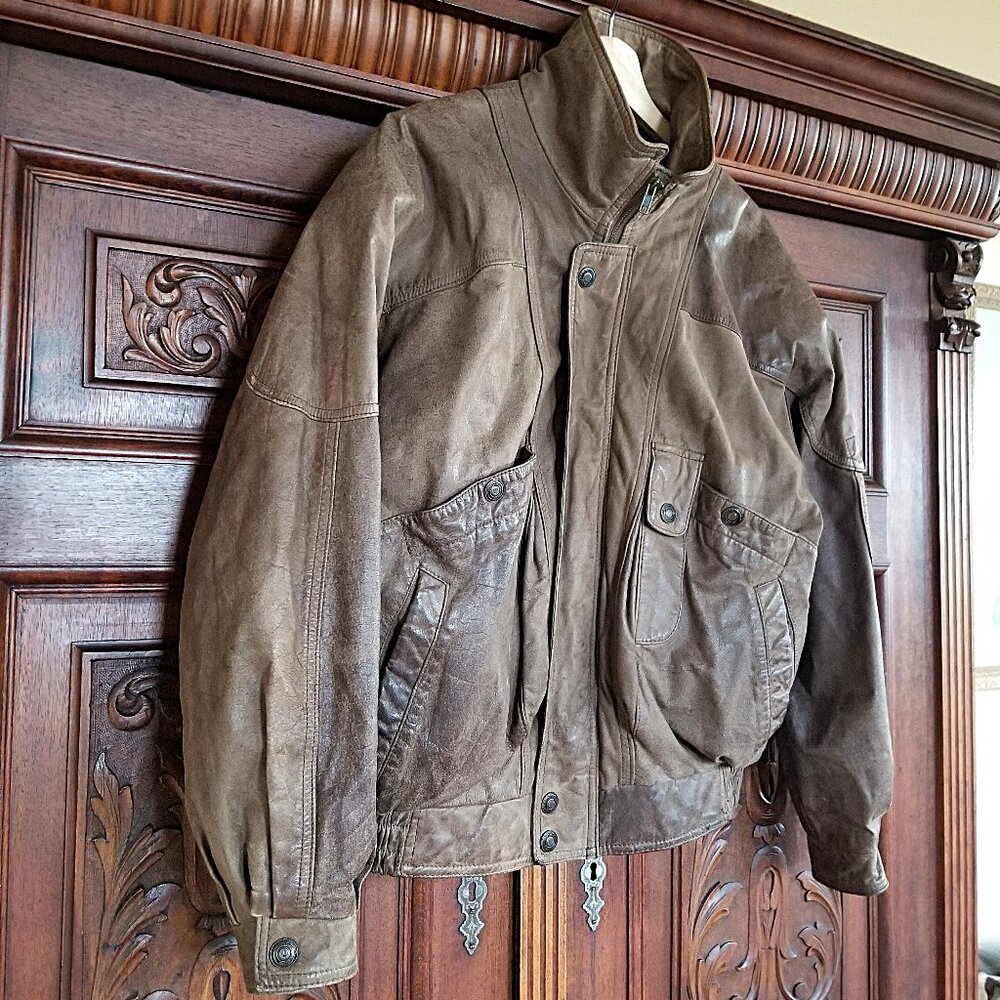 Vintage Leather Bomber Jacket with Thinsulate
